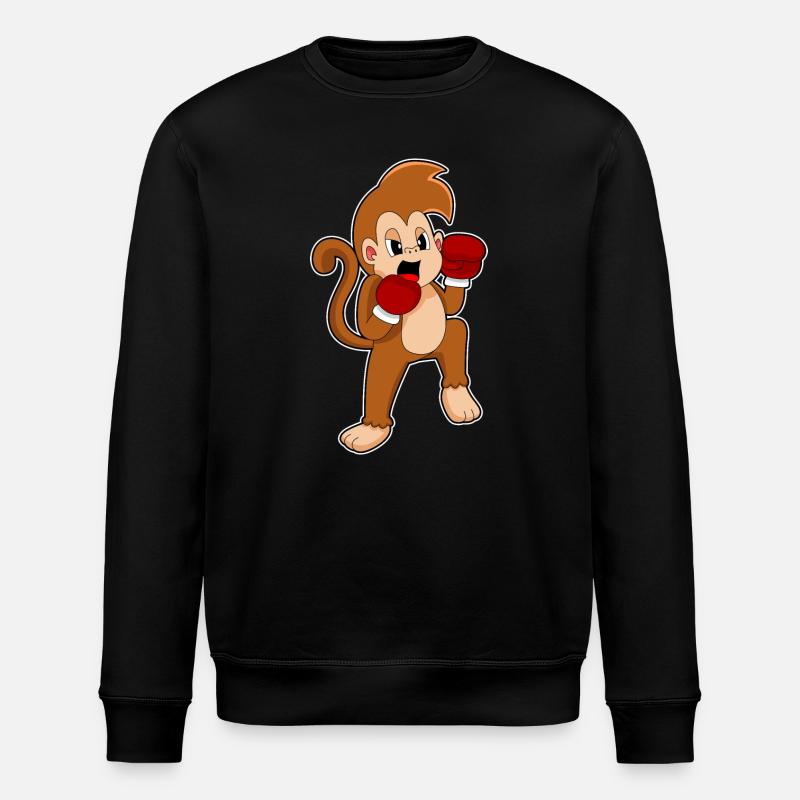 Affe Boxer Boxhandschuhe Boxen - Stanley/Stella Unisex Bio-Sweatshirt ROLLER - Schwarz