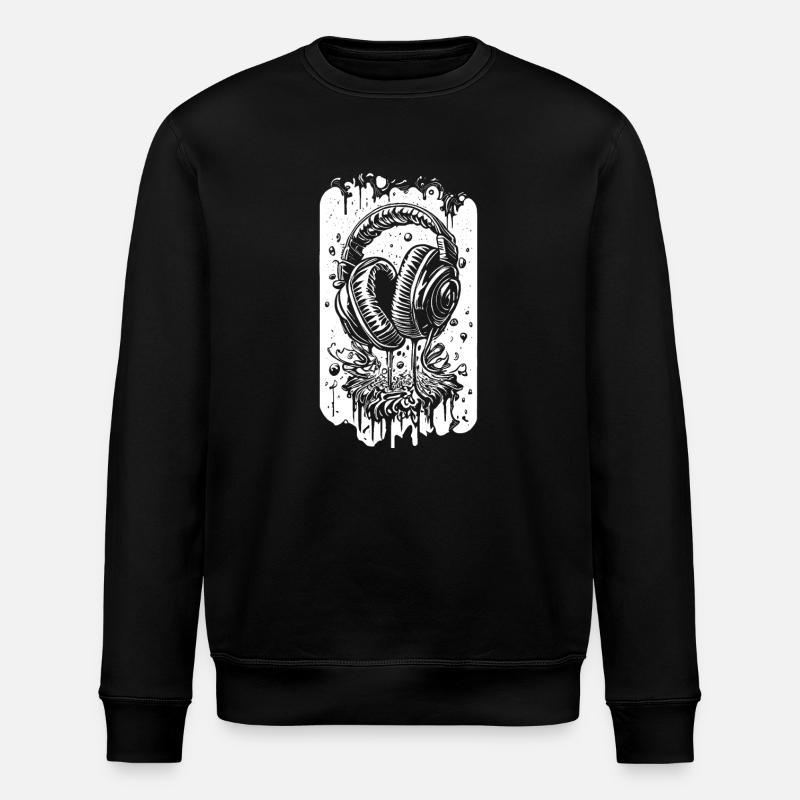 Comic Kopfhörer mit Tropfen - Stanley/Stella Unisex Bio-Sweatshirt ROLLER - Schwarz