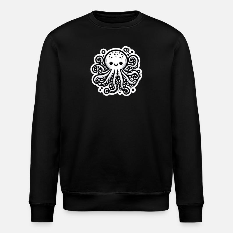Krake Octopus weiß Sticker - Stanley/Stella Unisex Bio-Sweatshirt ROLLER - Schwarz