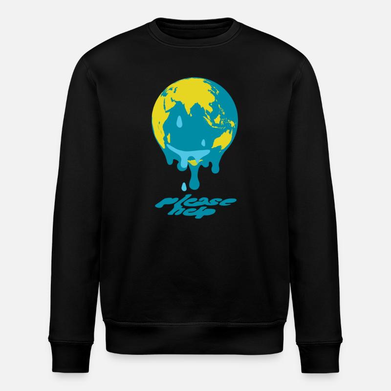 Global Warming Globe - Stanley/Stella ROLLER Unisex Organic Sweatshirt - black