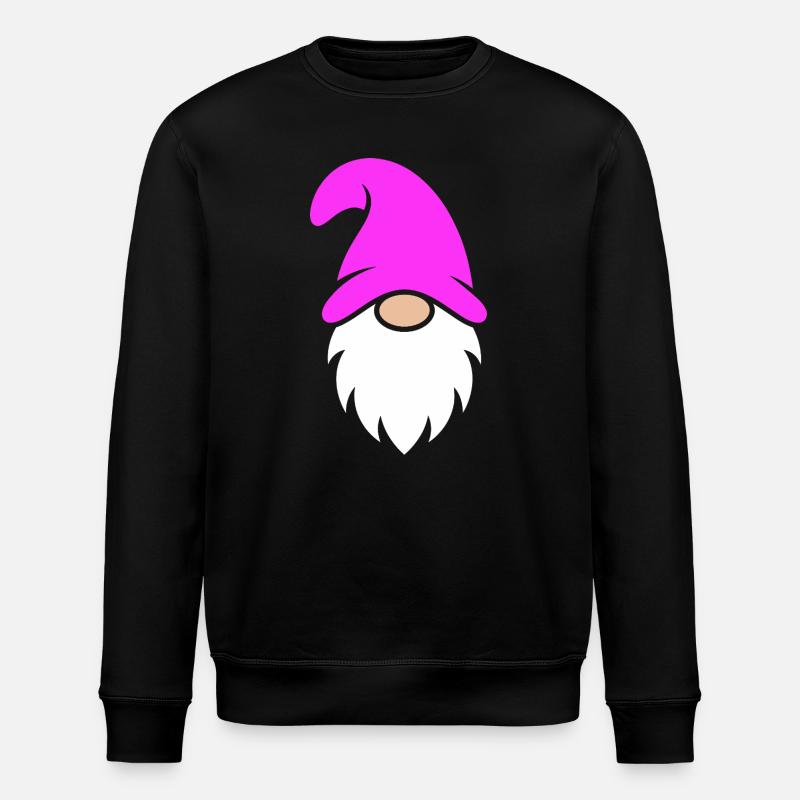 Pink Hat Christmas Gnome - Stanley/Stella ROLLER Unisex Organic Sweatshirt - black