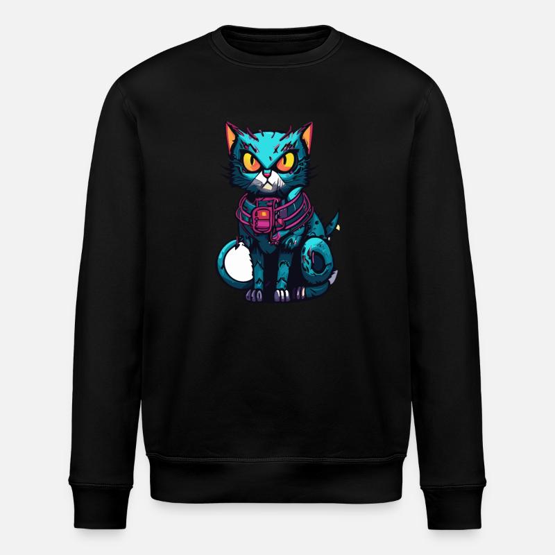 Cyberpunk Astrokatze - Stanley/Stella Unisex Bio-Sweatshirt ROLLER - Schwarz