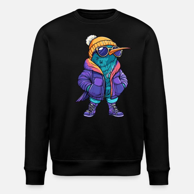 Hummingbird Bird Cool Comic - Stanley/Stella ROLLER Unisex Organic Sweatshirt - black