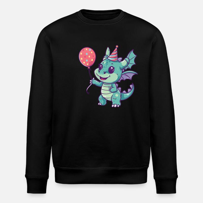 Dragon Birthday Comic Cute - Stanley/Stella ROLLER Unisex Organic Sweatshirt - black