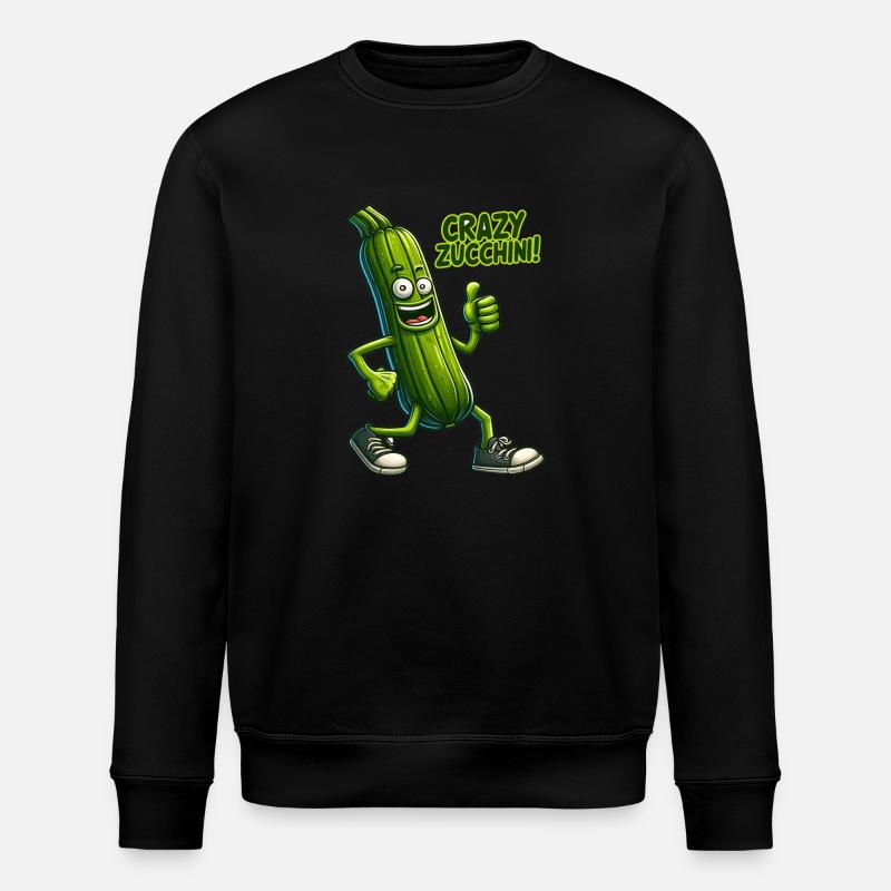 Crazy Veggies: Zucchini Thumbs Up - Stanley/Stella ROLLER Unisex Organic Sweatshirt - black