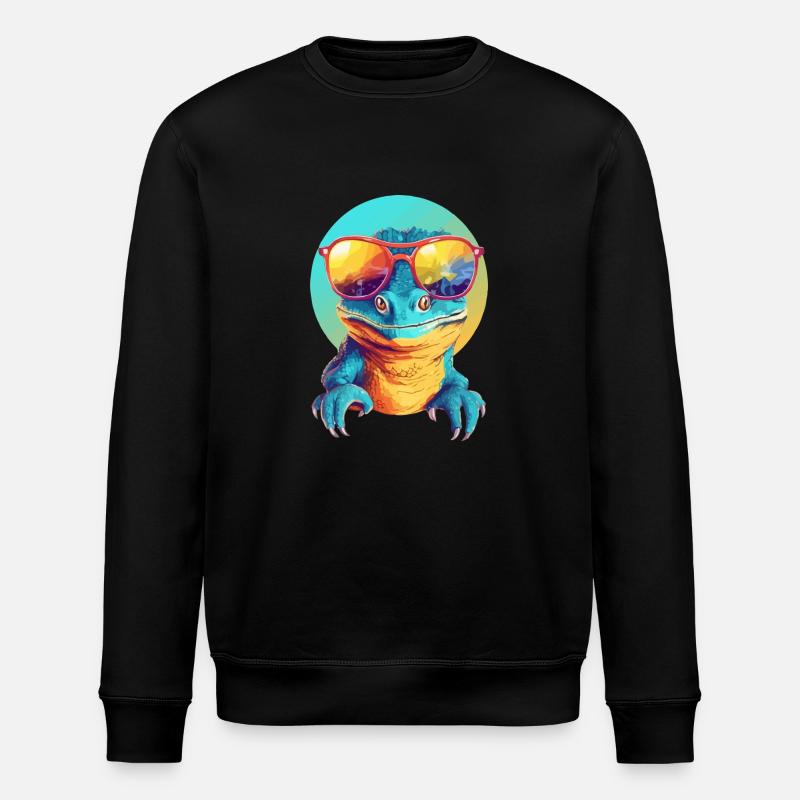 Mali die Eidechse - Stanley/Stella Unisex Bio-Sweatshirt ROLLER - Schwarz