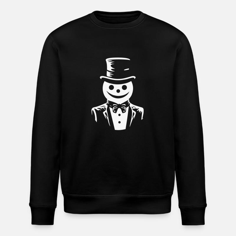 Snowman Dapper Delight - Stanley/Stella ROLLER Unisex Organic Sweatshirt - black