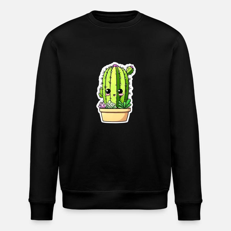 Cute Kawaii Cactus - Stanley/Stella ROLLER Unisex Organic Sweatshirt - black