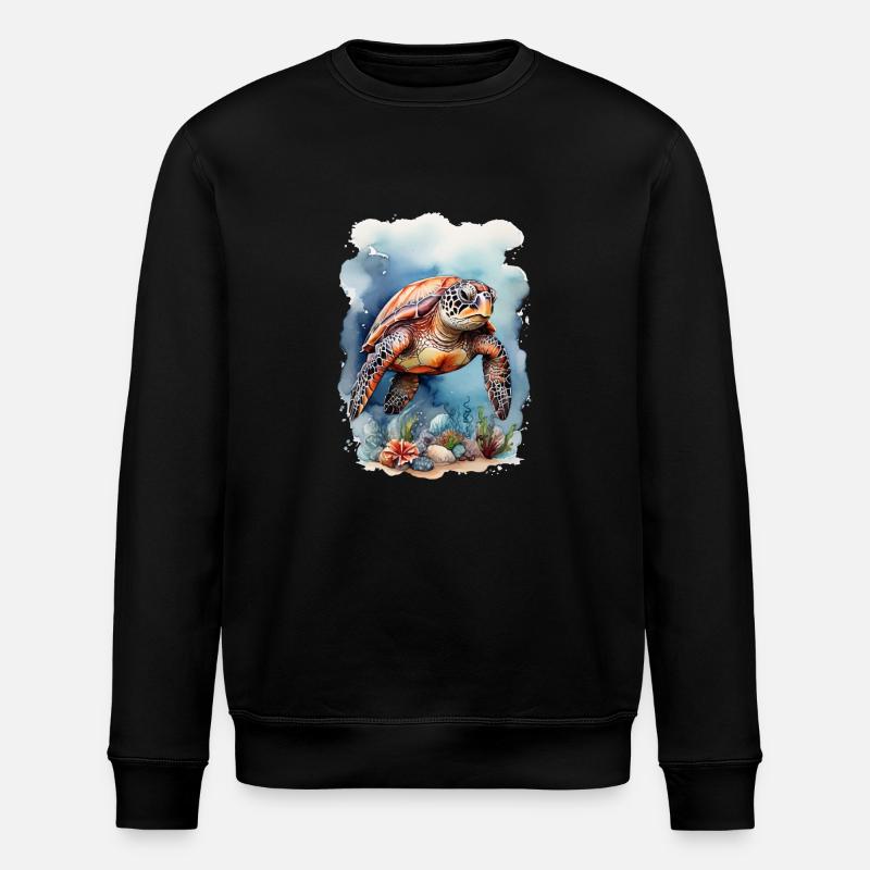 Sea's turtle under water - Stanley/Stella ROLLER Unisex Organic Sweatshirt - black