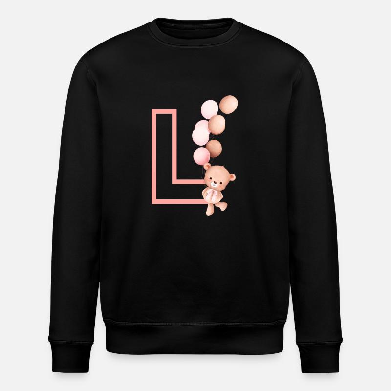 Letter l Pink Bear - Stanley/Stella ROLLER Unisex Organic Sweatshirt - black