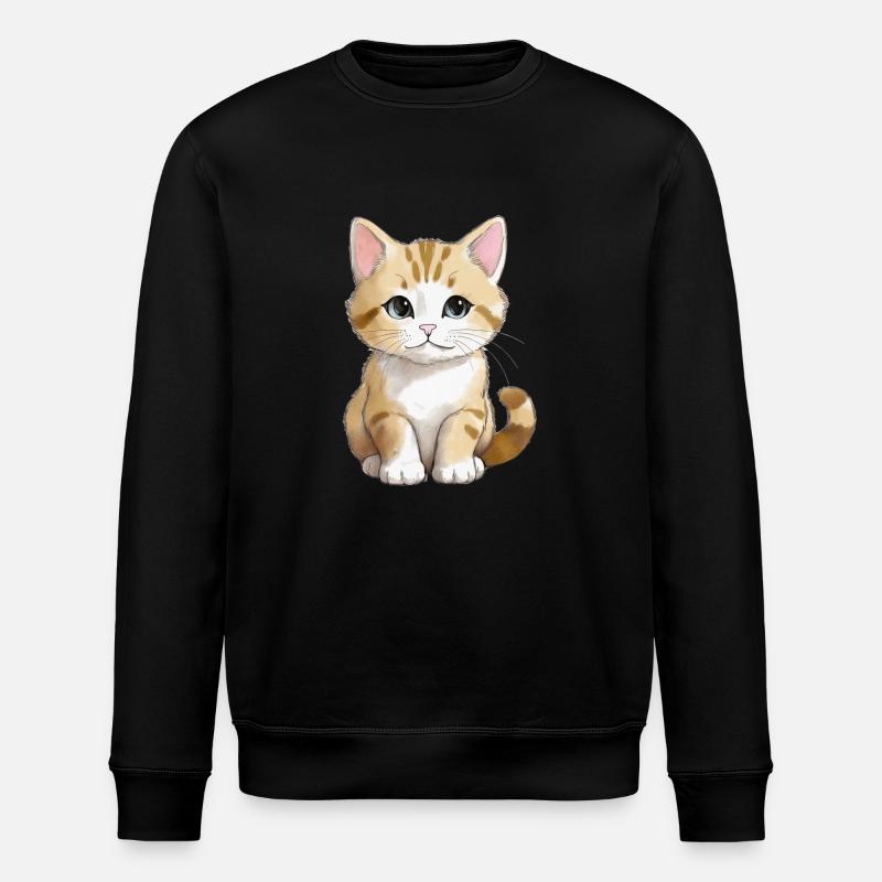 Sitting Cat - Stanley/Stella Unisex Bio-Sweatshirt ROLLER - Schwarz