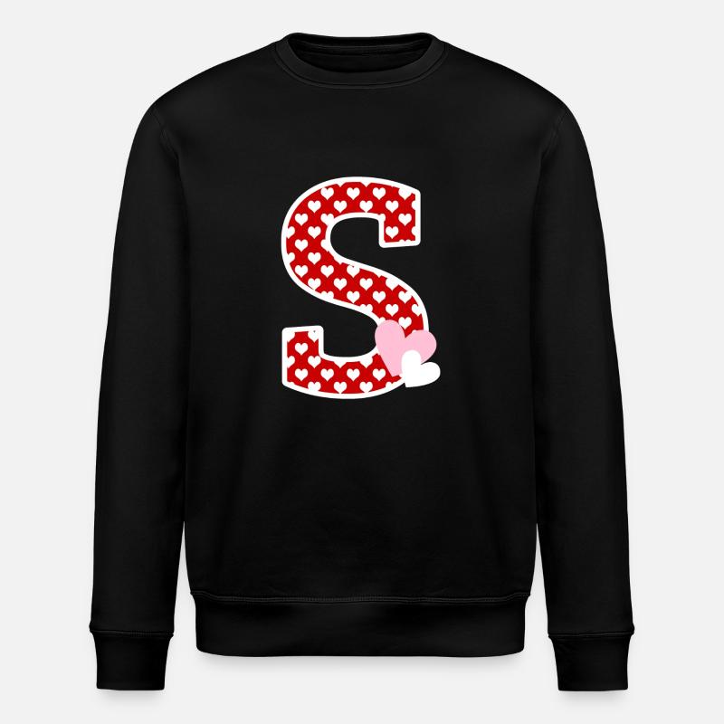 Buchstabe S Herz - Stanley/Stella Unisex Bio-Sweatshirt ROLLER - Schwarz