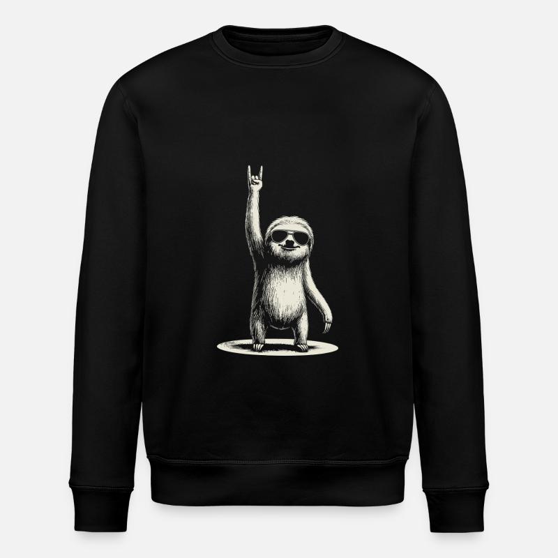 Lustiges Faultier in Rocker Pose - Stanley/Stella Unisex Bio-Sweatshirt ROLLER - Schwarz