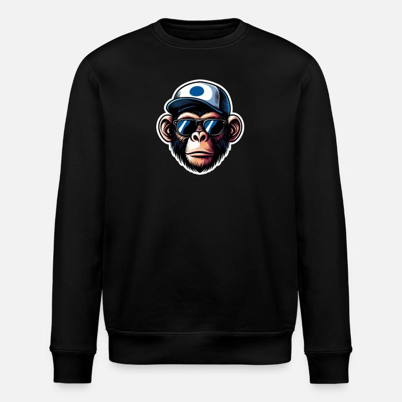 Affe Brille Cap - Stanley/Stella Unisex Bio-Sweatshirt ROLLER - Schwarz