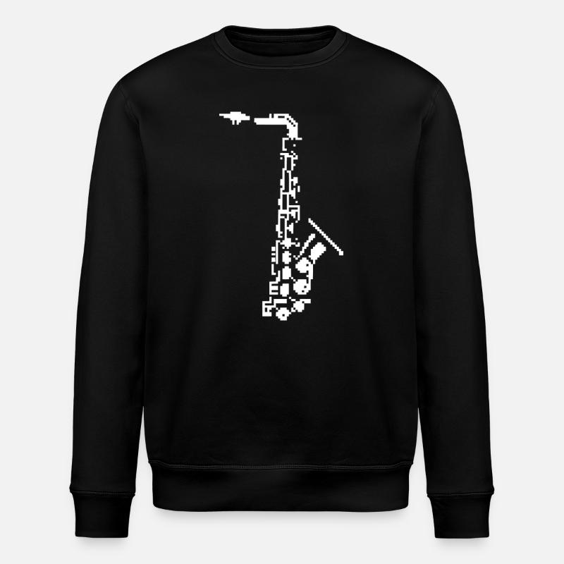Saxophone Pixel Art - Stanley/Stella ROLLER Unisex Organic Sweatshirt - black