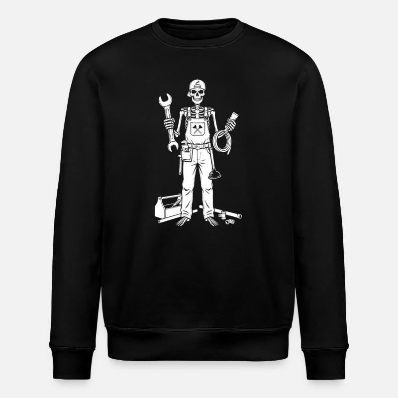 Skeleton Mechanic with Tools - Stanley/Stella ROLLER Unisex Organic Sweatshirt - black