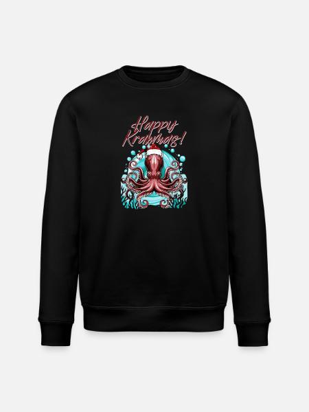 Happy Krakmas! (Christmas Octopus) - Stanley/Stella ROLLER Unisex Organic Sweatshirt - black