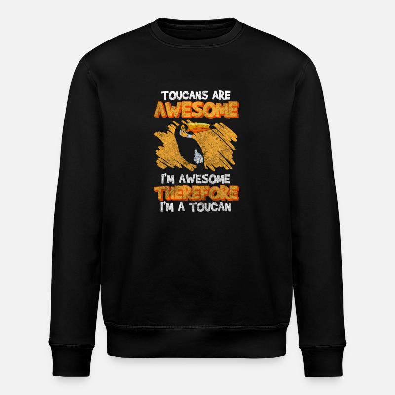 Toucan Tropics Flying - Stanley/Stella ROLLER Unisex Organic Sweatshirt - black