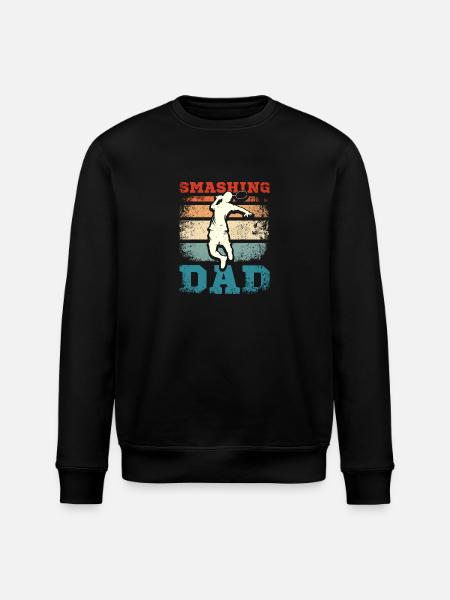 Father's day Smashing badminton dad - Stanley/Stella ROLLER Unisex Organic Sweatshirt - black