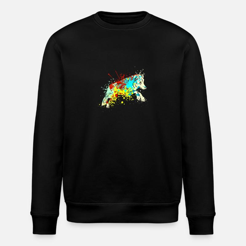 Splash Art Wolf - Stanley/Stella ROLLER Unisex Organic Sweatshirt - black