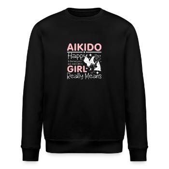 Aikido hit like a girl - Stanley/Stella Unisex Bio-Sweatshirt ROLLER - Schwarz - Vorne - Nik (191cm)
