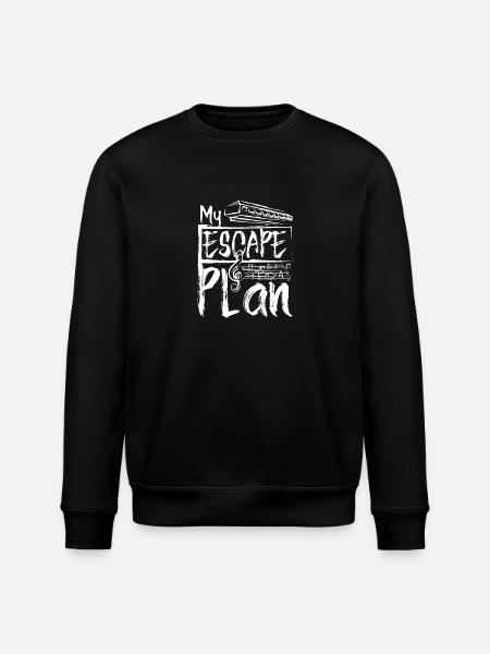 My escape plan playing harmonica - Stanley/Stella ROLLER Unisex Organic Sweatshirt - black
