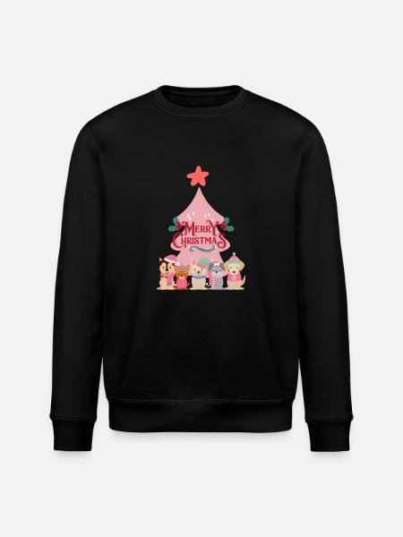 Pink Doggy Christmas - Stanley/Stella ROLLER Unisex Organic Sweatshirt - black