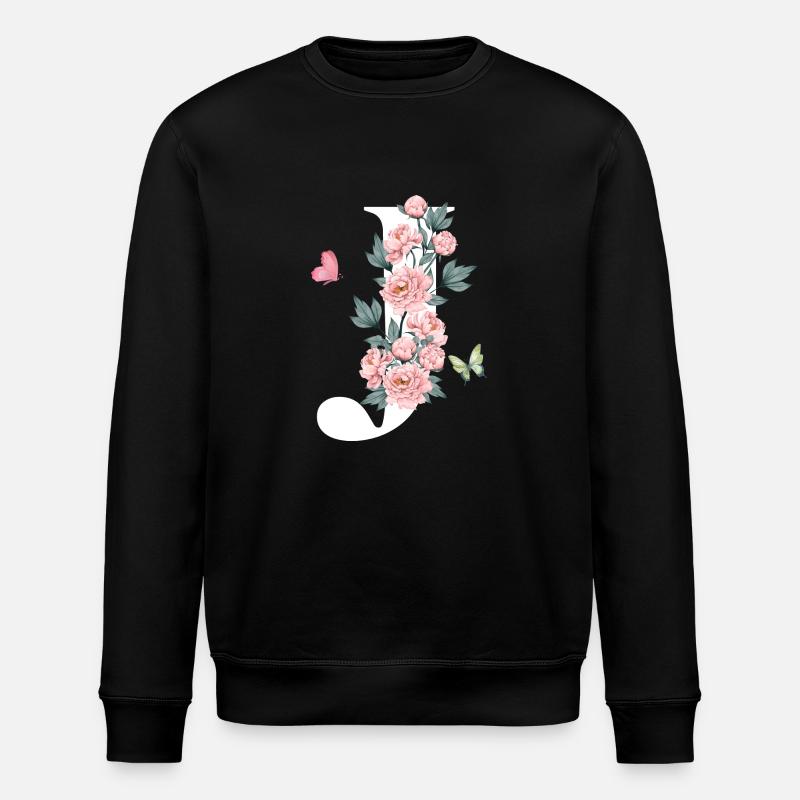 Lettre j fleurs rose - Sweat bio ROLLER Stanley/Stella Unisexe - noir
