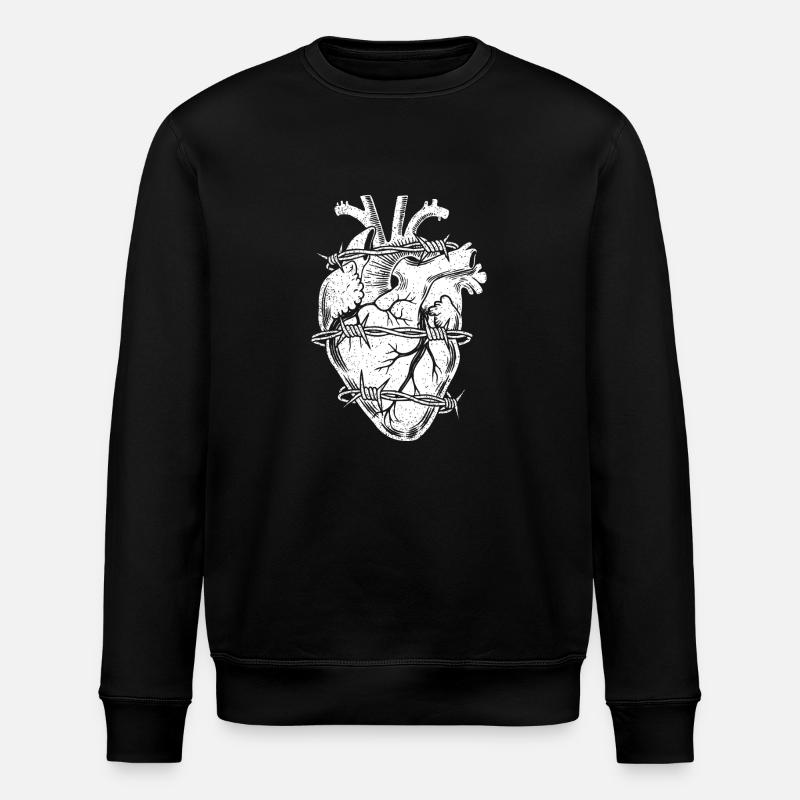 Barbed Wire Heart - Stanley/Stella ROLLER Unisex Organic Sweatshirt - black