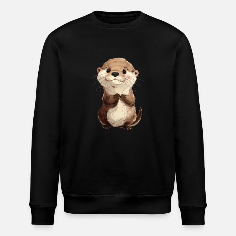 Süßer Baby Otter - Stanley/Stella Unisex Bio-Sweatshirt ROLLER - Schwarz