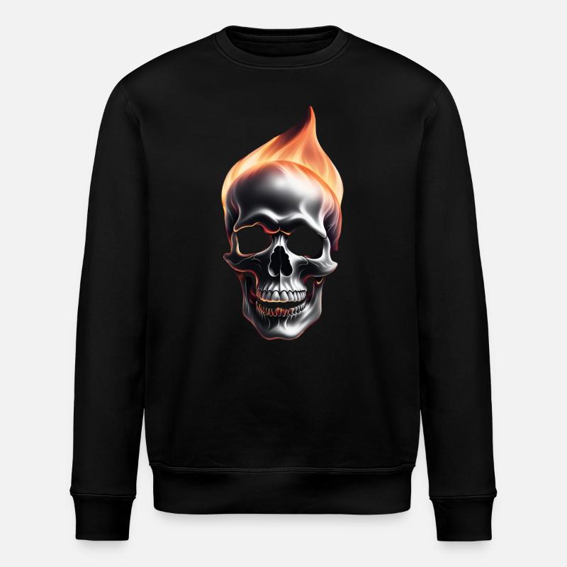 Skull on fire - Stanley/Stella ROLLER Unisex Organic Sweatshirt - black