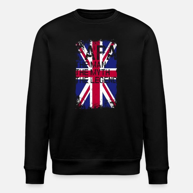 Grunge Union Jack Text Tee - Stanley/Stella Unisex Bio-Sweatshirt ROLLER - Schwarz