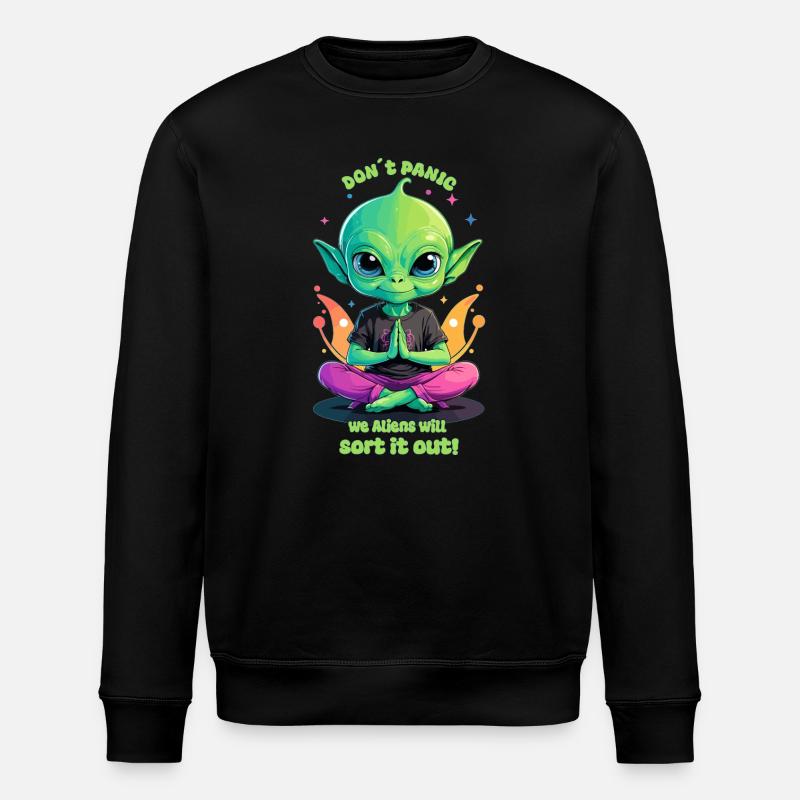 Cute Alien Regulates this ! - Stanley/Stella ROLLER Unisex Organic Sweatshirt - black