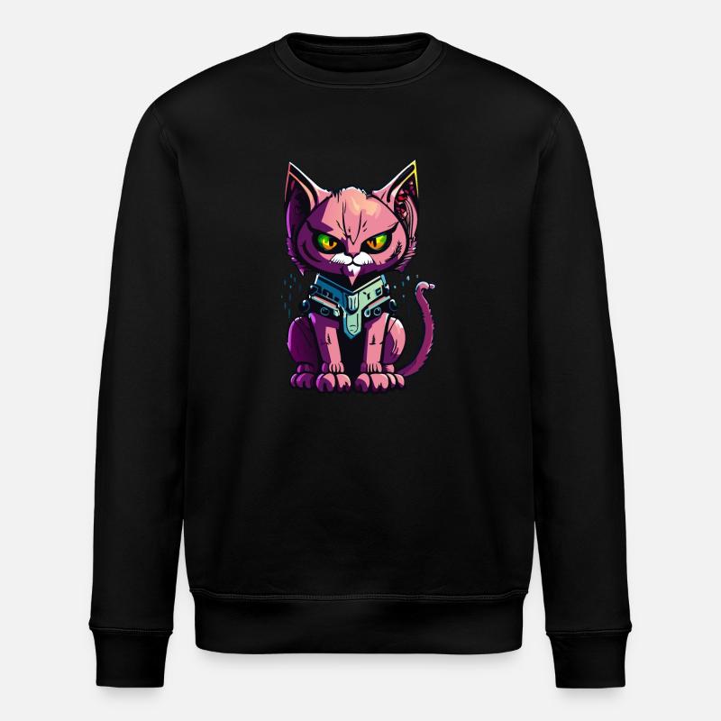 Cyberpunk Astrokatze - Stanley/Stella Unisex Bio-Sweatshirt ROLLER - Schwarz
