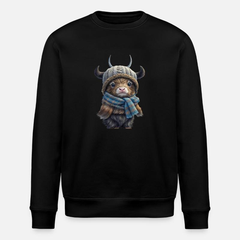 Niedlicher schottischer Highlander - Stanley/Stella Unisex Bio-Sweatshirt ROLLER - Schwarz