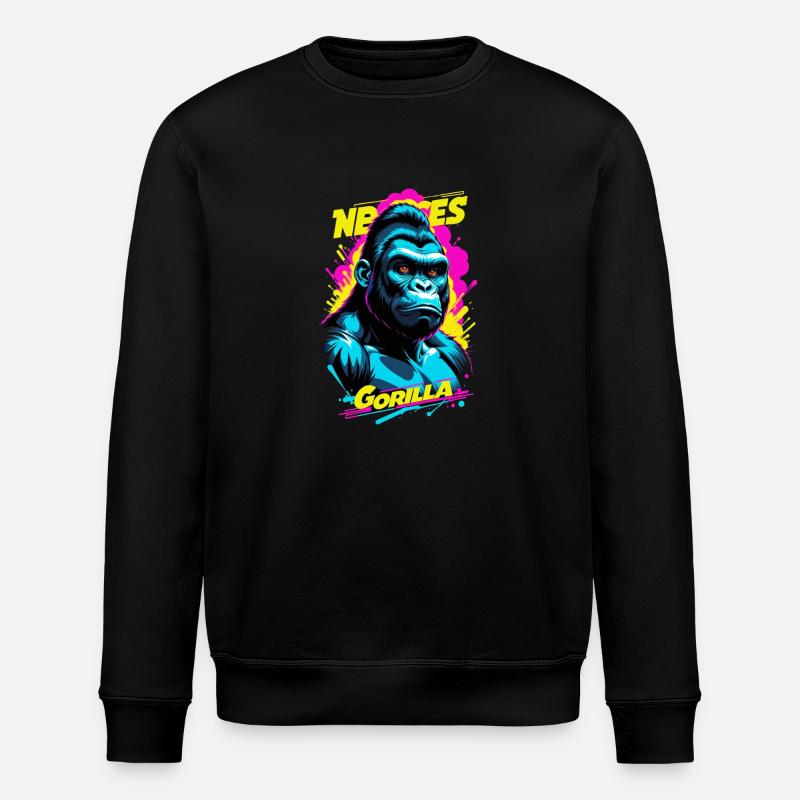 Gorilla mit Goldkette - Stanley/Stella Unisex Bio-Sweatshirt ROLLER - Schwarz