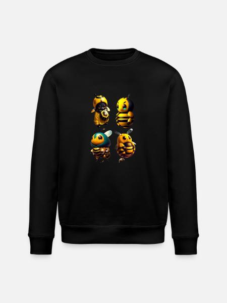 kawaii happy bees - Stanley/Stella ROLLER Unisex Organic Sweatshirt - black