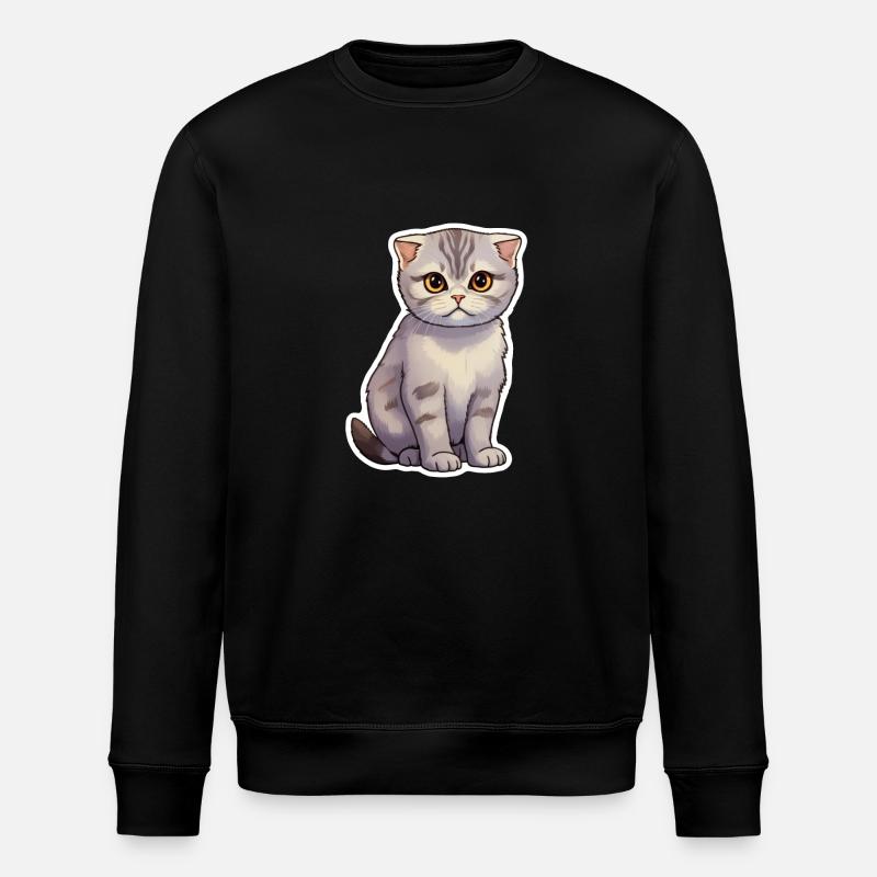 Scottish Fold Cat Cute - Stanley/Stella ROLLER Unisex Organic Sweatshirt - black