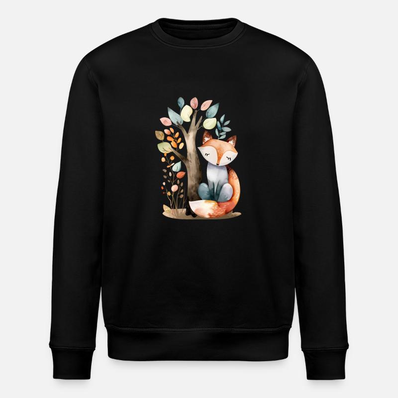 Niedlicher Fuchs unter Baum - Stanley/Stella Unisex Bio-Sweatshirt ROLLER - Schwarz