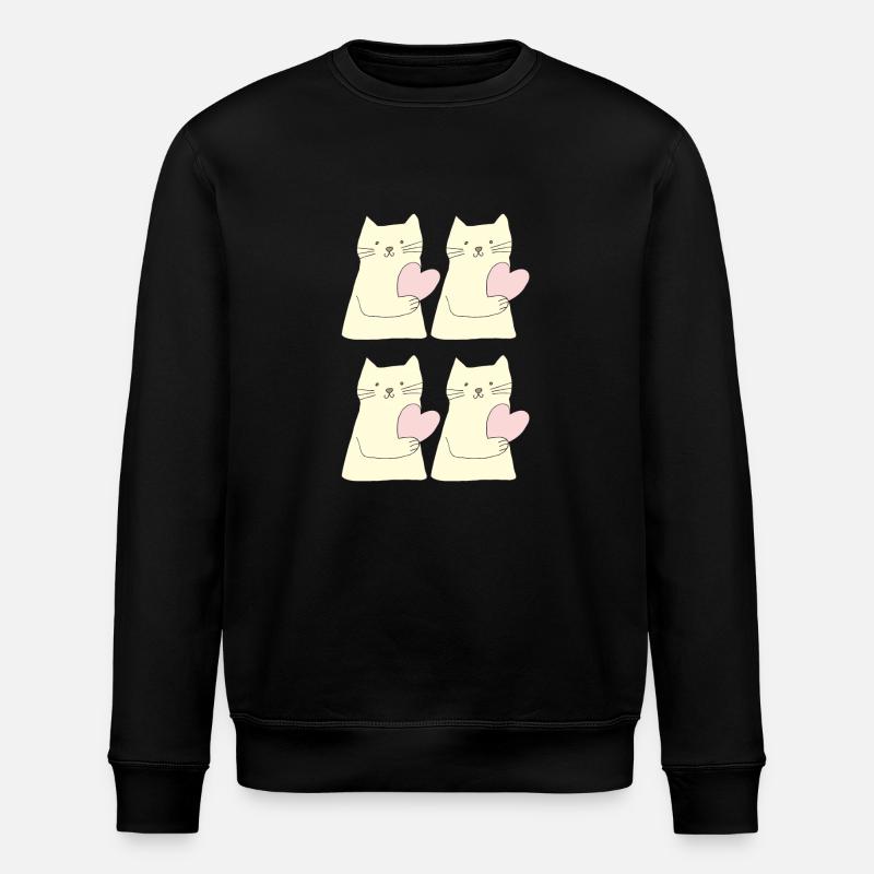 Cat 4fold Heart - Stanley/Stella ROLLER Unisex Organic Sweatshirt - black