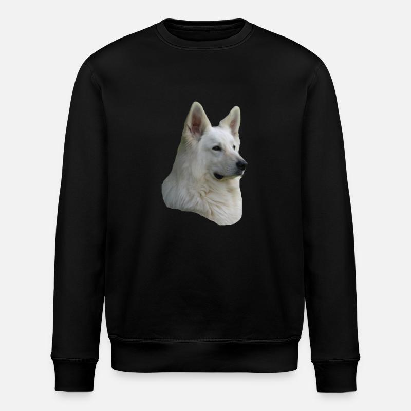 White Shepherd Head - Stanley/Stella ROLLER Unisex Organic Sweatshirt - black