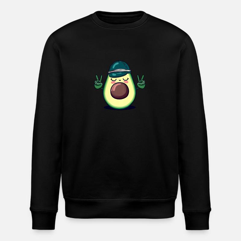 Hippie-Avocado mit Basecap - Coole Peace-Design - Stanley/Stella Unisex Bio-Sweatshirt ROLLER - Schwarz