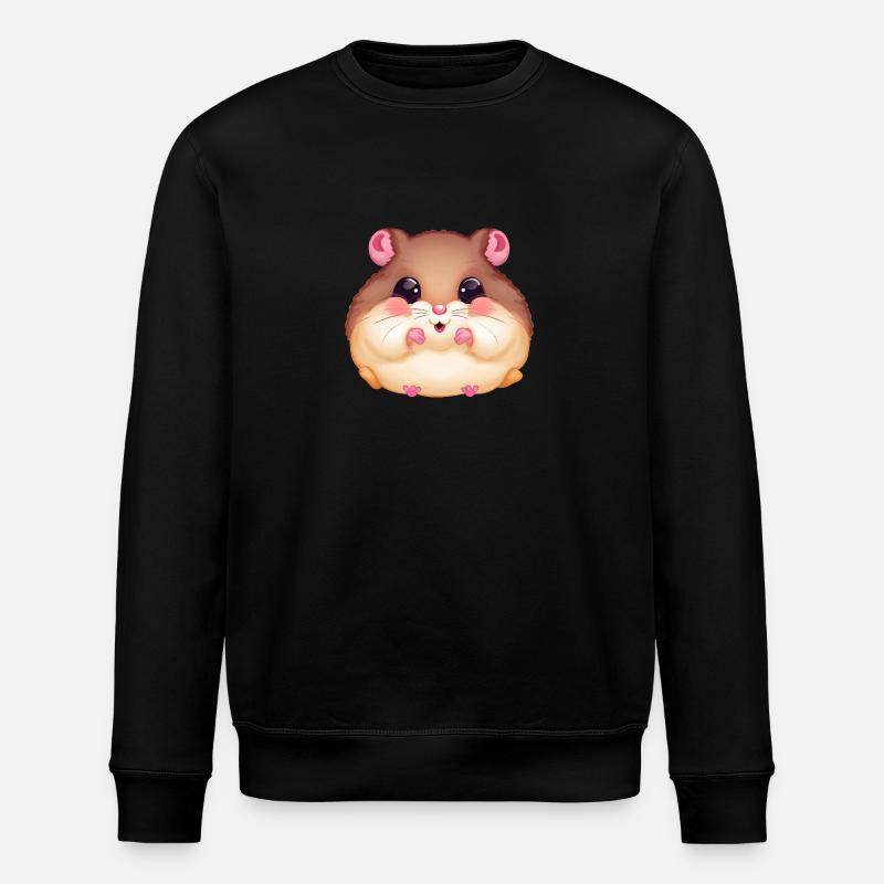 Cute hamster with full cheeks - - Stanley/Stella ROLLER Unisex Organic Sweatshirt - black