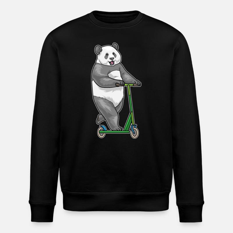 Panda Scooter - Stanley/Stella ROLLER Unisex Organic Sweatshirt - black