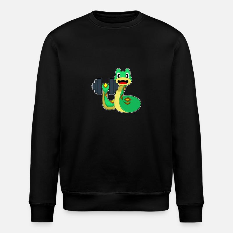 Snake Bodybuilder Dumbbell Bodybuilding - Stanley/Stella ROLLER Unisex Organic Sweatshirt - black