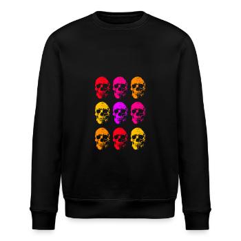 Farbige lineare Totenkopfkunst - Stanley/Stella Unisex Bio-Sweatshirt ROLLER - Schwarz - Vorne - Nik (191cm)