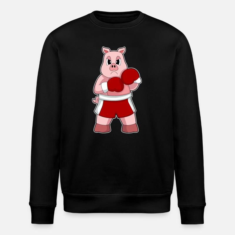 Schwein Boxer Boxhandschuhe Boxen - Stanley/Stella Unisex Bio-Sweatshirt ROLLER - Schwarz