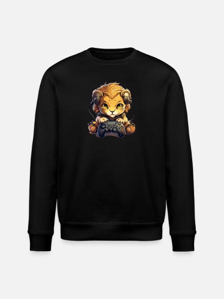 Gamer Lion avec casque - Sweat bio ROLLER Stanley/Stella Unisexe - noir