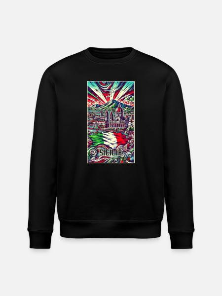 Sicily Italy art design - Stanley/Stella ROLLER Unisex Organic Sweatshirt - black