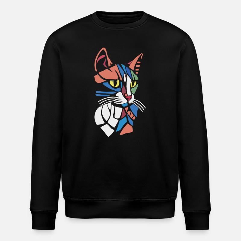 Abstrakter geometrischer Katzenliebhaber - Stanley/Stella Unisex Bio-Sweatshirt ROLLER - Schwarz